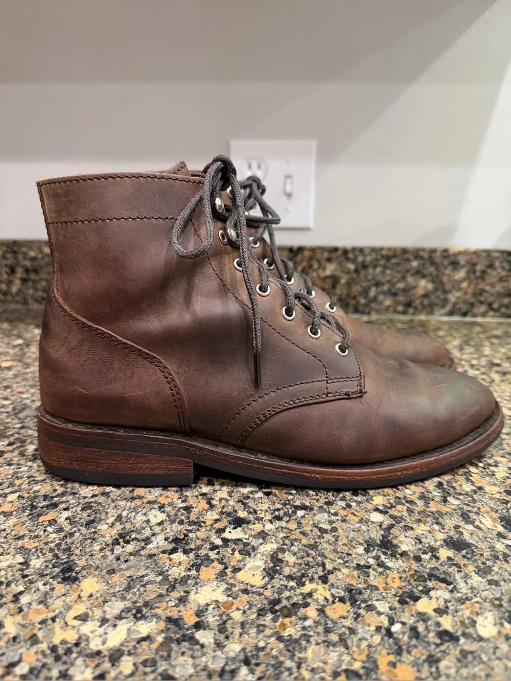 Men's Thursday 8.5 Brown Leather Lace-Up Boots